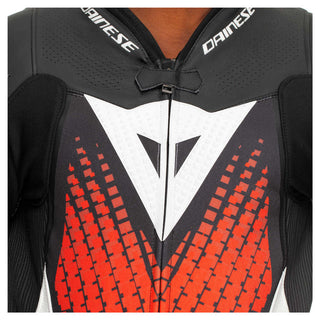 Dainese Laguna Seca 6 1 Piece Racing Leather Suit Perforated - Black/White/Red-Fluro