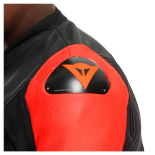 Dainese Racing 5 Mens' Perforated Leather Jacket - Black/Black/Red-Fluro