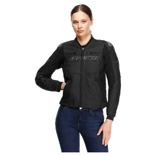 Dainese Racing 5 Ladies' Perforated Leather Jacket - Black/Black