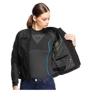 Dainese Racing 5 Ladies' Perforated Leather Jacket - Black/Black