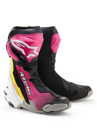 Alpinestars Supertech R V2 Boots - Black / Magenta / White / Yellow