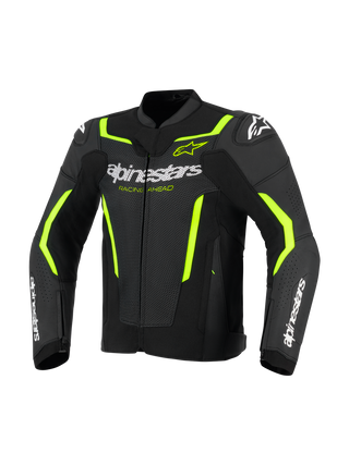 Alpinestars GP Force V2 Airflow Leather Jacket - Black / Fluro Yellow