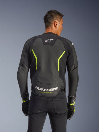 Alpinestars GP Force V2 Airflow Leather Jacket - Black / Fluro Yellow