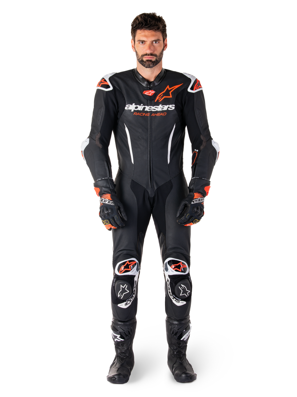 Alpinestars GPR7 1Pc Leather Suit Black White Fluro Red – MotoHeaven