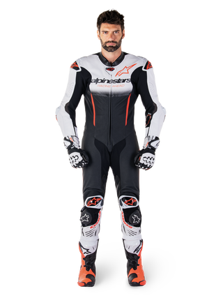 Alpinestars GPR7 1Pc Leather Suit - White Black Fluro Red