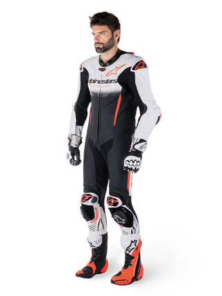 Alpinestars GPR7 1Pc Leather Suit - White Black Fluro Red