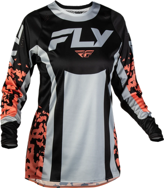 Fly Racing 2027 Lite MX Women Flake Jersey - Black / Light Grey / Coral