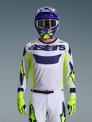 Alpinestars 2026 Racer Air Riway Jersey - Light Gray/ Fluro Yellow/Blue