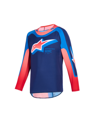 Alpinestars 2026 Youth Supertech Vista Jersey - Dark Navy/Hot Coral/Cobalt