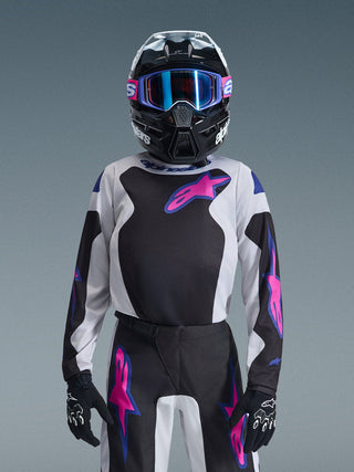Alpinestars 2026 Youth Fluid Grid Jersey - Black/Light Gray/Purple