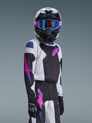 Alpinestars 2026 Youth Fluid Grid Jersey - Black/Light Gray/Purple