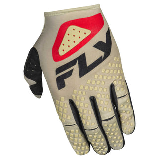 Fly Racing 2025 Youth Kinetic SYM Gloves  - Light Grey/ Red/ Black