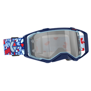 Scott Prospect Ethika Motorcycle Goggle - Blue/Red/Silver Chrome Lens