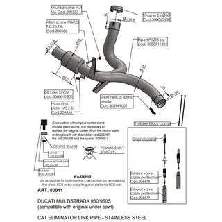 LV Link Pipe (Cat Elim.) Stainless M'Strada 950/S '17>'20 (Comp W Orig. Exhaust, Pann, Under Cowl)
