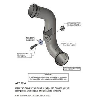 LV Link Pipe (Cat Elim.) Stainless 790 / 890 Duke '18> (Compatible W Orig. & LV Exhaust)