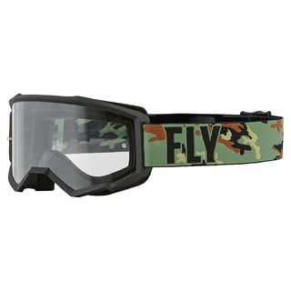 Fly Focus Green Camo Black Goggles with Clear Lens