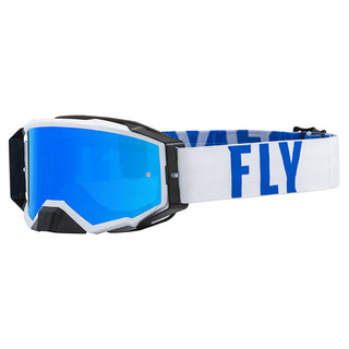 Fly Zone Pro White/Blue Goggles With Sky Blue Mirror/Smoke Lens