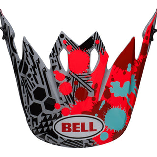 Bell MX-9 MIPS Tagger Splatter Helmet Peak - Bright Red / Grey