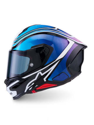 Alpinestars Supertech SR7 Zeal ECE06/DOT Full Face Helmet  Black/Blue/Pink Fluo/White Glossy