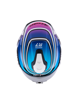 Alpinestars Supertech SR7 Zeal ECE06/DOT Full Face Helmet  Black/Blue/Pink Fluo/White Glossy