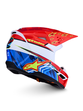Alpinestars SM3 Falcon ECE06 Full Face Helmet - Red Fluo / White / Blue / Yellow Fluo / Glossy