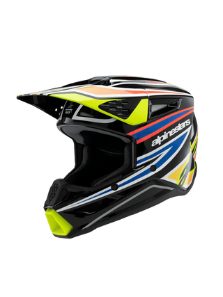 Alpinestars SM3 Youth Wurx ECE06 Helmet - Black Yellow Fluro Blue Red Glossy