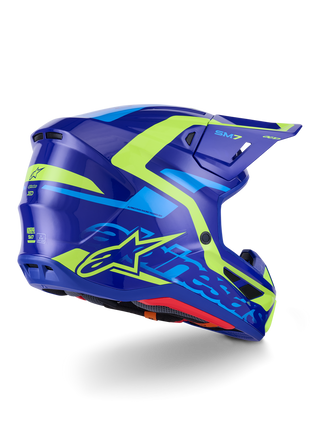 Alpinestars SM7 Deed ECE06 Helmet - Blue/Fluro-Yellow/Glossy