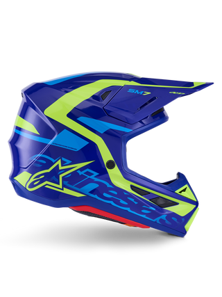 Alpinestars SM7 Deed ECE06 Helmet - Blue/Fluro-Yellow/Glossy