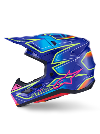 Alpinestars SM7 Cast ECE06 Helmet - Blue/Pink/Fluro-Yellow/Glossy