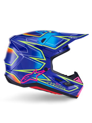 Alpinestars SM7 Cast ECE06 Helmet - Blue/Pink/Fluro-Yellow/Glossy