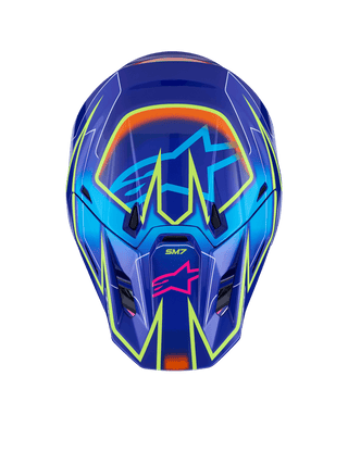 Alpinestars SM7 Cast ECE06 Helmet - Blue/Pink/Fluro-Yellow/Glossy