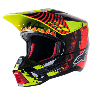 Alpinestars SM5 Solar Flare Helmet - Gloss Black Red Fluro Yellow