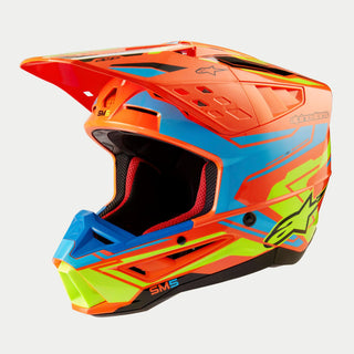 Alpinestars SM5 Action 2 Ece 22.06 Helmet - Fluro Orange Cyan Fluro Yellow Gloss