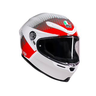 AGV K6 S Smu Fision Motorcycle Full Face Helmet - White/Red/Light Grey