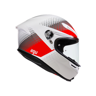 AGV K6 S Smu Fision Motorcycle Full Face Helmet - White/Red/Light Grey