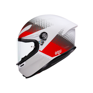 AGV K6 S Smu Fision Motorcycle Full Face Helmet - White/Red/Light Grey