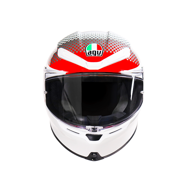AGV K6 S Smu Fision Motorcycle Full Face Helmet - White/Red/Light Grey