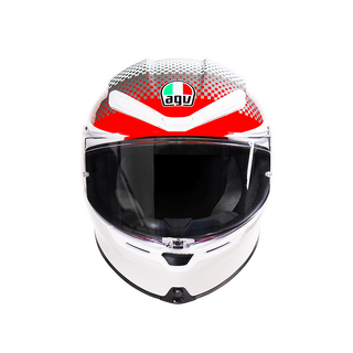 AGV K6 S Smu Fision Motorcycle Full Face Helmet - White/Red/Light Grey