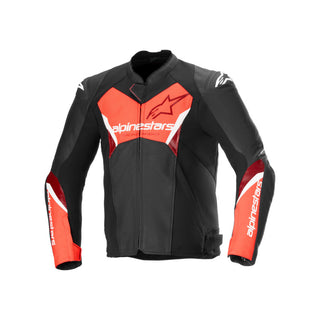 Alpinestars Faster V3 Air Leather Jacket - Black Red Fluro