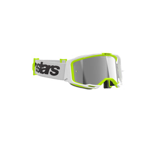 Alpinestars Vision 8 Wordmark Goggles With Mirror Silver Lens - White Fluro Yellow