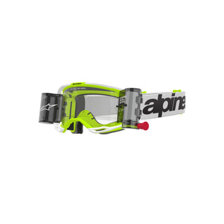 Alpinestars Vision 8 Wordmark Goggles With Clear Roll Off - White Fluro Yellow