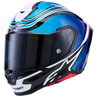 Alpinestars Supertech SR7 Zeal ECE06/DOT Full Face Helmet  Black/Blue/Pink Fluo/White Glossy