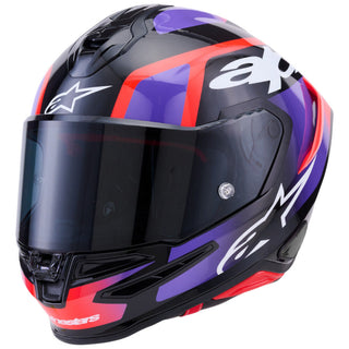 Alpinestars Supertech SR7 Lumen ECE06/DOT Full Face Helmet  Black/Purple/Fluro Red/White Gloss