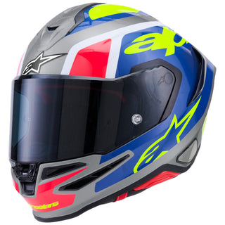 Alpinestars Supertech SR7 Lumen ECE06/DOT Full Face Helmet  Silver/Black/Pink Fluro/Yellow Gloss