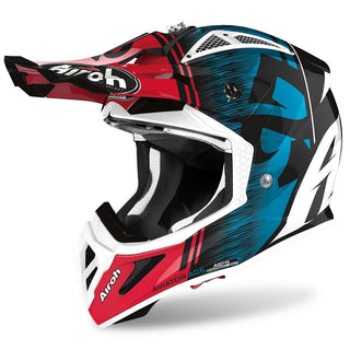 Airoh Aviator Ace ‘Kybon’ Helmet - Blue/Red Gloss