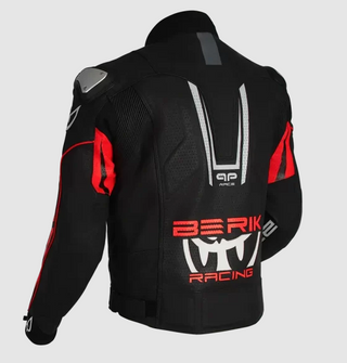 Berik Apex Leather Jacket - Black/Fluro-Red