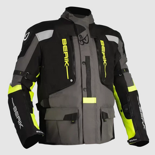 Berik Explorer-Adv Leather Jacket - Black/Grey/Hi-Viz