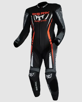 Berik Sicly Leather Race Suit - Black/Grey/Red