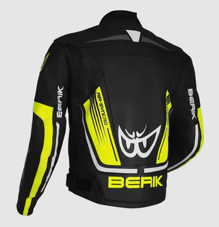 Berik Strada Leather Jacket - Black/Hi-Viz