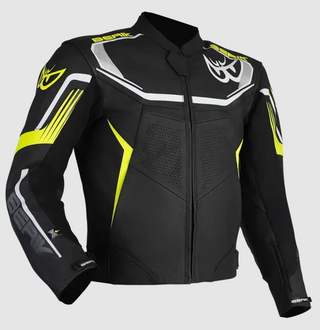Berik Strada Leather Jacket - Black/Hi-Viz